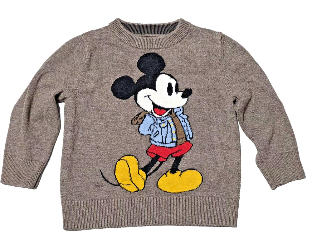 Baby Gap Disney Mickey Mouse Toddler Sweater Brown Heather 100% Cotton 2T Fall 2